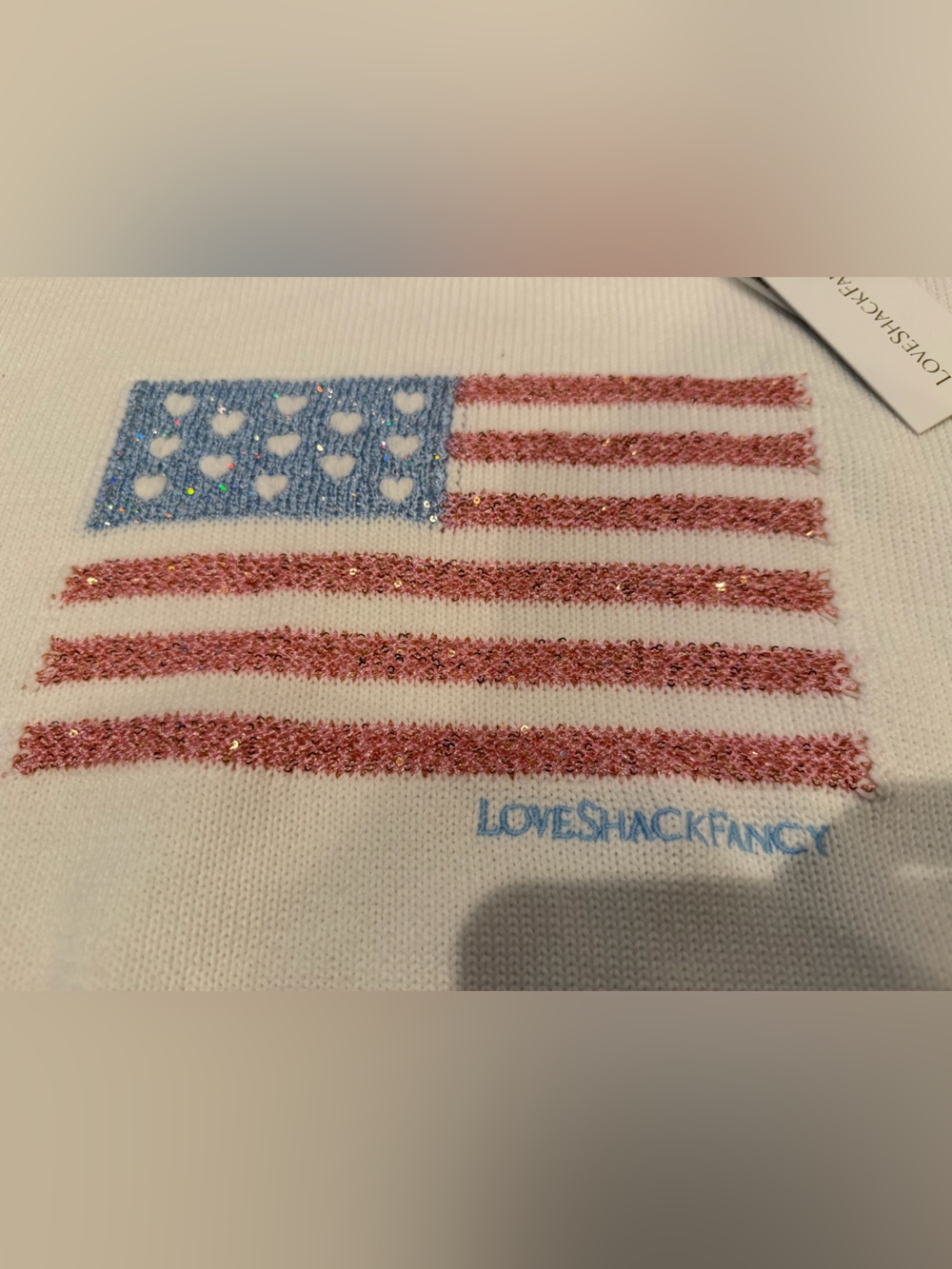 LoveShackFancy Sparkle Ty Heritage Flag Pullover Americana Sweater - M - Picture 9 of 10